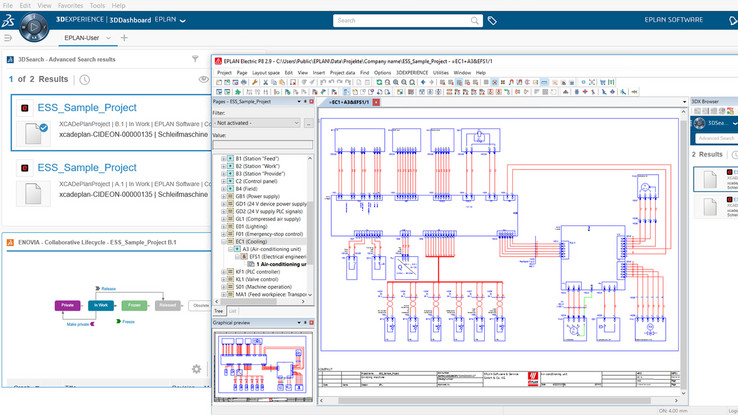 O EPLAN e o 3DExperience da Dassault Systèmes agora estão harmonizados, enquanto o PLM 3DExperience Connector automatiza as tarefas de rotina.