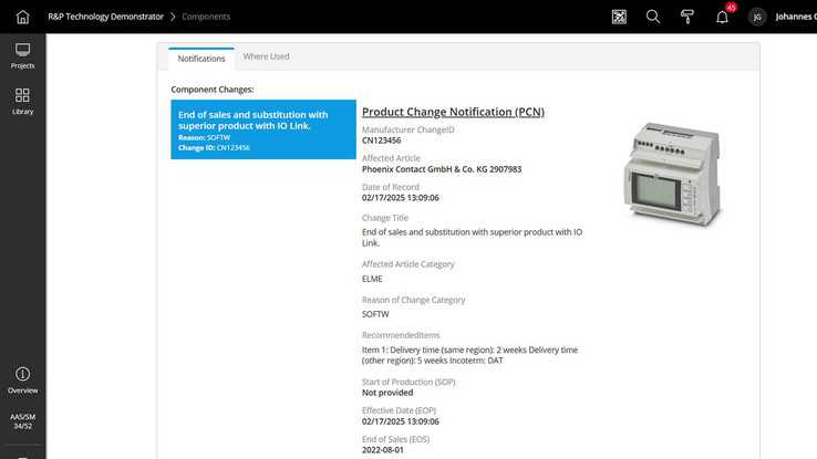 Notificações padronizadas de alterações de produtos